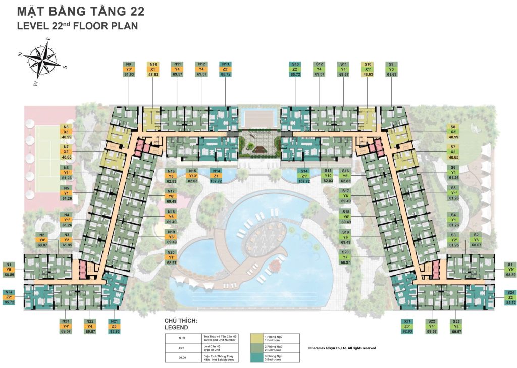 MẶT BẰNG TẦNG 22