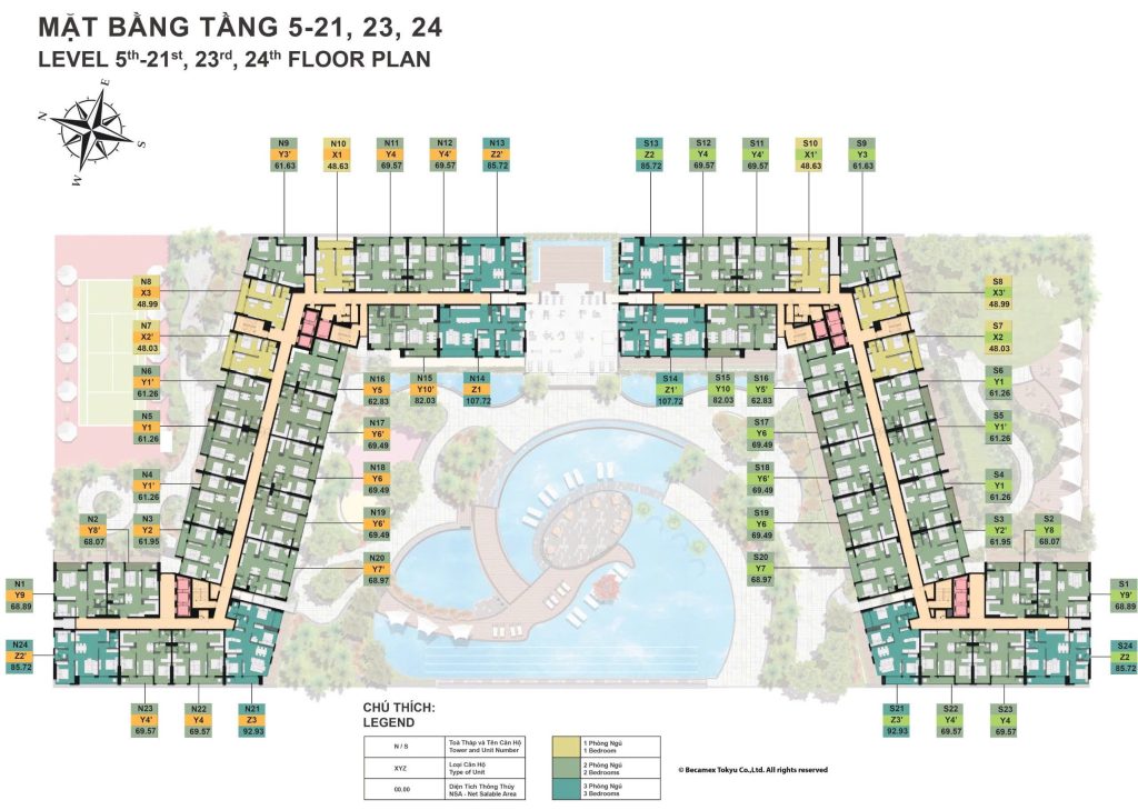 MẶT BẰNG TẦNG 5-21-23-24